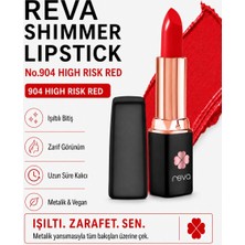 Reva Shimmer Lipstick High Risk Red No:904 Işıltılı Parlak Vegan Temiz Ruj