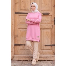 İlkimay.com Armalı Yırtmaç Detay Tunik 1665 - Pembe