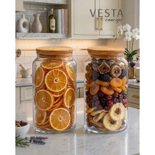 Vesta Concept Hava Geçirmez Doğal Bambu Kapaklı Cam Kavanoz - Ikili Çok Amaçlı Kavanoz Seti - 1420 ml