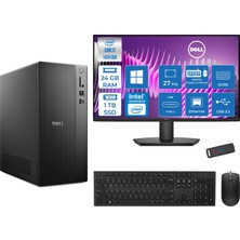 Dell Tower Essential QVT1260 Intel® Core™ İ7-14700 24GB Ddr5 1tb SSD Intel® UHD Graphics 770 WIN11PRO +27" Fhd Monitör Tower Masaüstü Bilgisayar 27BTO014007P08+ZETTAUSBBELLEK