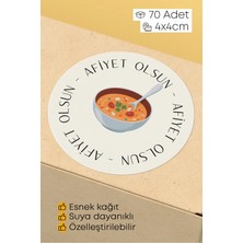 Alışveriş Kurdu Afiyet Olsun Paketleme Ambalaj Kargo Ürün Etiketi Yapışkanlı Sticker - 4X4CM 70 Adet
