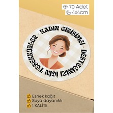 Alışveriş Kurdu Kadın Girişimci Paketleme Ambalaj Kargo Ürün Etiketi Yapışkanlı Sticker - 4X4CM 70 Adet