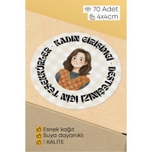 Alışveriş Kurdu Kadın Girişimci Paketleme Ambalaj Kargo Ürün Etiketi Yapışkanlı Sticker - 4X4CM 70 Adet