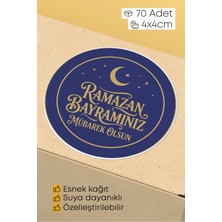 Alışveriş Kurdu Ramazan Bayramı Temalı Paketleme Etiketi - 70 Adet 4X4CM Yuvarlak Su Geçirmez Ambalaj Stickerı
