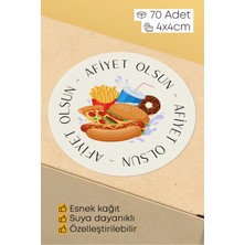 Alışveriş Kurdu Afiyet Olsun Paketleme Ambalaj Kargo Ürün Etiketi Yapışkanlı Sticker - 4X4CM 70 Adet