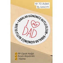 Alışveriş Kurdu Babalar Günü Temalı Hediye Kutu Paketleme Sticer Etiket 4cm 70 Adet