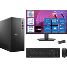 Dell Tower Essential QVT1260 Intel® Core™ İ7-14700 24GB Ddr5 2tb SSD 4GB/RX550 Freedos +27" Fhd Monitör Tower Masaüstü Bilgisayar 27BTO01400727F09+ZETTAUSBBELLEK