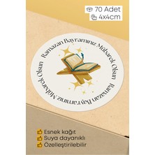 Alışveriş Kurdu Ramazan Bayramı Temalı Paketleme Etiketi - 70 Adet 4X4CM Yuvarlak Su Geçirmez Ambalaj Stickerı