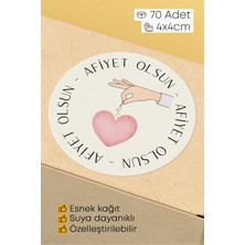 Alışveriş Kurdu Afiyet Olsun Paketleme Ambalaj Kargo Ürün Etiketi Yapışkanlı Sticker - 4X4CM 70 Adet