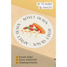 Alışveriş Kurdu Afiyet Olsun Paketleme Ambalaj Kargo Ürün Etiketi Yapışkanlı Sticker - 4X4CM 70 Adet