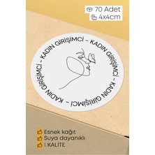 Alışveriş Kurdu Kadın Girişimci Paketleme Ambalaj Kargo Ürün Etiketi Yapışkanlı Sticker - 4X4CM 70 Adet