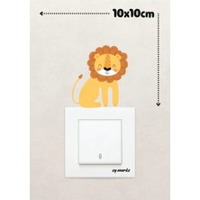 Alışveriş Kurdu Duvar Priz Sticker - Sevimli Aslan Temalı Çocuk Odası Duvar Sticker Etiket