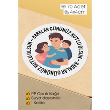 Alışveriş Kurdu Babalar Günü Temalı Hediye Kutu Paketleme Sticer Etiket 4cm 70 Adet