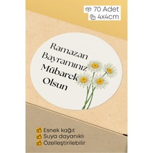 Alışveriş Kurdu Ramazan Bayramı Temalı Paketleme Etiketi - 70 Adet 4X4CM Yuvarlak Su Geçirmez Ambalaj Stickerı