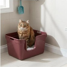 Tanos Yarı Açık Kedi Tuvaleti 54X40X32 - Bordo