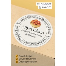 Alışveriş Kurdu Ramazan Bayramı Temalı Paketleme Etiketi - 70 Adet 4X4CM Yuvarlak Su Geçirmez Ambalaj Stickerı