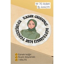 Alışveriş Kurdu Kadın Girişimci Paketleme Ambalaj Kargo Ürün Etiketi Yapışkanlı Sticker - 4X4CM 70 Adet