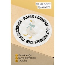 Alışveriş Kurdu Kadın Girişimci Paketleme Ambalaj Kargo Ürün Etiketi Yapışkanlı Sticker - 4X4CM 70 Adet
