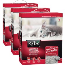 Reflex Aktif Karbon Granüllü Topaklanan Kedi Kumu 10 Lt (3 Paketi)