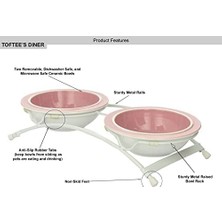 Petrageous 44355 Toftees Paws Diner With Two 1-Cup Bulaşık Makinesinde Yıkanabilir Taş Kase Kapasitesi 10,75 Inç Uzunluk 5,25 cm Uzunluğunda, Ekstra Küçük ve Küçük Köpekler ve Kediler Için, Beyaz ve