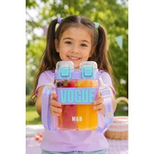 M&B Water Bottle Çift Bölmeli Vogue Matara, Çift Kapaklı, Pipetli, Boyun Askılı Çocuk Okul Suluk