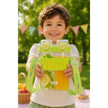 M&B Water Bottle Çift Bölmeli Vogue Matara, Çift Kapaklı, Pipetli, Boyun Askılı Çocuk Okul Suluk
