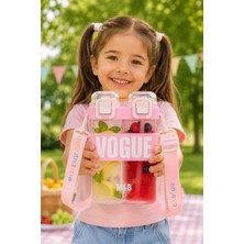 M&B Water Bottle Çift Bölmeli Vogue Matara, Çift Kapaklı, Pipetli, Boyun Askılı Çocuk Okul Suluk