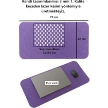 Keçe Masa Üstü Mouse Pad ve Bilgisayar Düzenleyici 70X32 cm – Antibakteriyel Mat, Doğal Keçe Mat, Masa Koruyucu Altlık, Ofis ve Ev Için Minimalist Tasarım (Açık Mor)