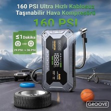 A40 Akü Takviye Cihazı + Lastik Şişirme Kompresörlü Taşınabilir Jump Starter
