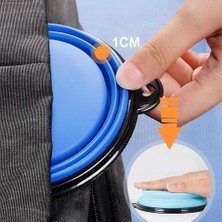 Katlanabilir Silikon Mama ve Su Kabı – 350 ml - Fuşya, Askı Aparatlı, Taşınabilir, Katlanabilir Pet Mama Kabı – Kedi ve Köpekler Için Seyahat Dostu Mama Kasesi