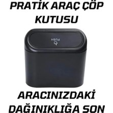 Büyük Pazar Store Araba Çöp Kutusu Portatif Araç Içi Taşınabilir Kapaklı Organizer Çöp Kovası Itme Kapaklı Kova (Siyah)