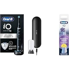 Oral-B Io Sense ile Io - 10 Siyah Elektrikli/şarjlı Diş Fırçası + Oral-B Io Radiant Beyaz Diş Fırçası Yedek Başlığı 4 Adet