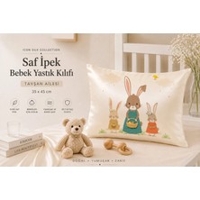 ICON SILK %100 Saf Ipek Bebek Yastık Kılıfı (Tavşan Ailesi)