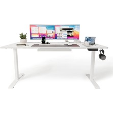 Ofisimi Uprise Comfort Çift Motorlu Yükseklik Ayarlı Masa (72–121 Cm) Beyaz