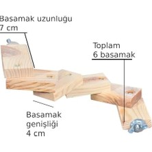 Fare Hamster Ginepig Tavşan Gine Domuzu Kuş Tüneği Kuş Tünek Papağan Tüneği Merdiveni Tünek Oyun Parkuru Kemirgen Merdiven Doğal Ağaç Ürün Tam Boy 37 cm Toplam 6 Basamak