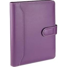 2k 5242 Ajanda Tarihsiz Çizgili 17X24 cm Ajanda/defter Hesap Makineli Deri Organizer, Lila