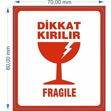 Hazır Kırılır Etiketi, Fragile Label 70MM x 80MM Ruloda 250 Adet Koli Için Çıkartma Güvenlik Etiketi, Dikkat Kırılır Uyarı