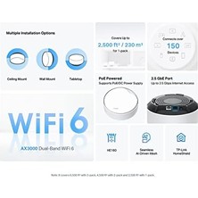 Deco X50-POE 1-Pack, AX3000 Mbps, Poe Destekli, Dual-Band, 2,5gbps Ethernet Portu, 150 Cihaza Kadar Bağlantı, 230 M² 'ye Kadar Kapsama, Mobil Uygulama ile Kolay Kurulum, Wi-Fi 6 Mesh Sistemi