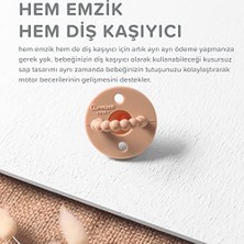 Fufizu Airmom Emzik - Hem Emzik Hem Diş Kaşıyıcı 2'li Silikon Emzik - Yenidoğan ve 0-6 Ay Koyu Gri & Taba