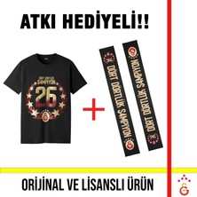 Galatasaray Lisanslı 2026 Şampiyonluğu Siyah T-Shirt ve 26 Şampiyonluk Atkı