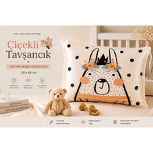 ICON SILK %100 Saf Ipek Bebek Yastık Kılıfı (Çiçekli Tavşancık)