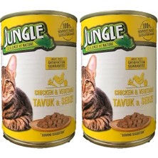 Jungle Tavuklu-Sebzeli Kedi Konservesi, 415 G (2 Paketi)