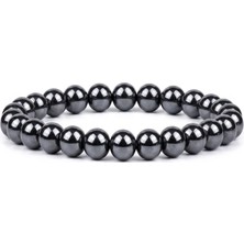 Takıcadde Erkek Bileklik, Gerçek Hematit Doğal Taş 8 mm, Esnek Premium Erkek Aksesuar