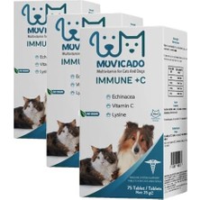 Muvicado Kedi ve Köpeklerin Bağışıklık Sistemini Destekleyen Tablet Immune C Vitamin (3 Paketi)