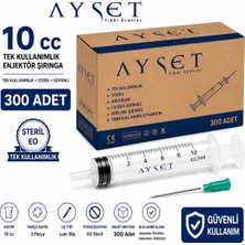 Ayset 10CC 3 Parça Yeşil Uçlu Enjektör (300 Adet)