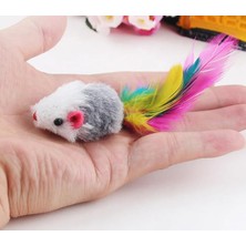Hışırtılı Tüylü Mini Fare Kedi Oyuncağı - 4 Adet