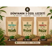 Resso Coffee Guatemala Brezilya Endonezya Çiğ Yeşil Kahve Çekirdeği Arabica 3lü Set