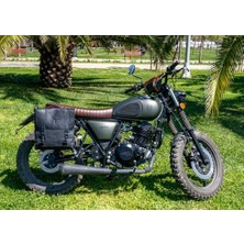 Motorsiklet Çantası, Motorsiklet Yan Çantası, Deri Çanta, Geçme Kilitli (Siyah)