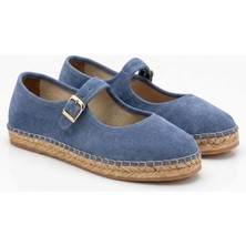 Siba Shoes Flat  Süet Deri Mavi Kadın Espadril