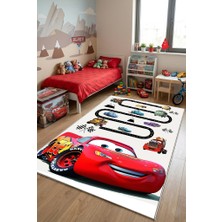 Norella Home Araba Desenli Çocuk Halısı Kaymaz Taban Yıkanabilir Yarış Yolu Erkek Çocuk Odası Halısı